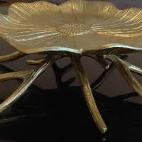 ظرف شیرینی خوری نیلوفری طلایی