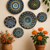 دیوار کوب های سفالی هنر نقطه کوبی  صنایع دستی