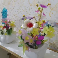 فروش دو عدد گلدان با گل کریستال کاملا سالم