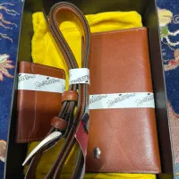 ست هدیه چرم کیف کمربند جا کارتی چرم بوفالو