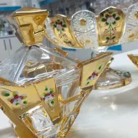 سرویس پزیرایی ۲۴ پارچه کریستال طلاکوب طرح قدیم|ظروف سرو و پذیرایی|پیر بکران, |دیوار