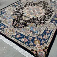 فرش دستباف (بساک)۴ تخته ۹متری زیبا مملو از ابریشم|فرش|مشکیندشت, |دیوار