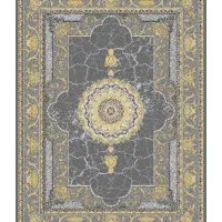 فرش وینتیج ترک طرح پتینه چرک‌تاب طوسی و نقره‌ای