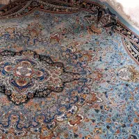 فرش نو گرد آبی قطر ۲متر ۱۲۰۰ شانه طرح شاهکار