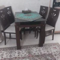 میز نهار خوری با چهار صندلی تمام چوب