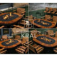 میزوصندلی باغی / آتشکده بیضی/ صندلی نیمکت دسته دار