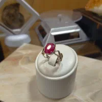 انگشتر زنانه یاقوت سرخ اصل و عقیق کبود یمنی اصل