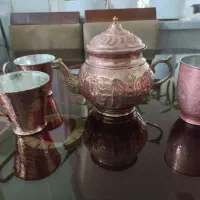 قوری و لیوان مسی