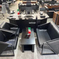 مبلمان اداری دسته طلایی چرم پارچه|دفتر کار|آبعلی, |دیوار