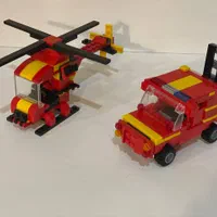 لگو ماشین آتش نشانی و هلکوپتر