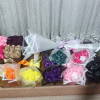دسته گل و باکس گل روبانی