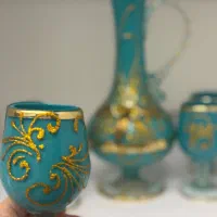 سرویس دکوری شیشه ای فیروزه ای