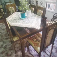 میز غذاخوری فرفورژه 6 نفره در حد نو