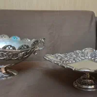 میوه خوری و شیرینی خوری سیلور با دوعدد شمعدان|ظروف سرو و پذیرایی|تهران, نارمک جنوبی|دیوار