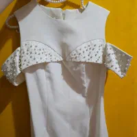 لباس عقد نامزدی مجلسی سفید فرمالیته عروسی نونو۳۸