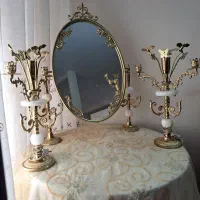 آینه شمعدان برنجی قدیمی