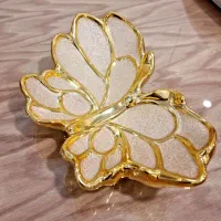 ظرف میوه شیرینی طلایی مدل پروانه وارداتی