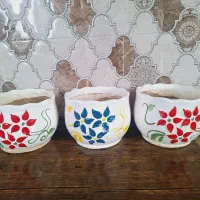 سه عدد گلدان سرامیکی گل برجسته سایز بزرگ|صنایع دستی و سایر لوازم تزئینی|کنگاور, |دیوار