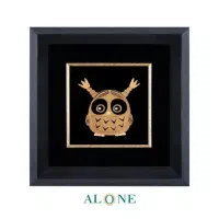 تابلو طلاکوب جغد الون ALONE دختر مشگی سایز ۲۱*۲۱
