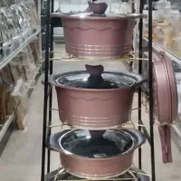 استند قابلمه ۵طبقه وجای ماهیتابه مناسب برای جهیزیه|آب‌چکان و نظم‌دهنده ظروف|تهران, شهرک بعثت|دیوار