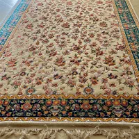 قالی ابریشمی ماشینی شش متری گل برجسته