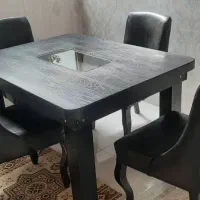 میز نهارخوری ۴ نفره چوب و چرم