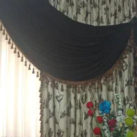 پرده مخمل آویزبه همراه پرده دوروطلاکوب وملزومات
