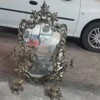 آینه و شمعدان برنز سنگین