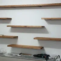 چوب روس ، الوار روسی ، شلف چوبی رگال (طراحی و نصب)|کتابخانه، شلف، قفسه‌های دیواری|پیرانشهر, |دیوار