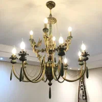 لوستر۱۰شعله برنزسنگ جدید|لوستر و چراغ آویز|اصفهان, چرخاب|دیوار