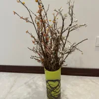 یکعدد گلدان بابمبو و یکعدد گلدان شیشه ای