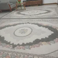 فرش فانتزی طوسی سفید ۶ متری