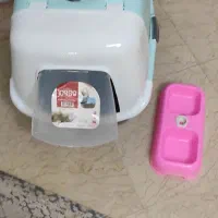 جای دستشویی گربه در دار   و ظرف غذا گربه