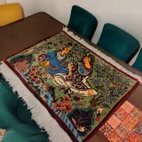 قالیچه فرش دست بافت یک متری لیلی مجنون عتیقه قدیمی