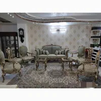 مبل سلطنتی نو ۹ نفره چوب و فوم خوب با کاور