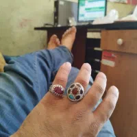 انگشتر هفت جواهر و یاقوت معدنی