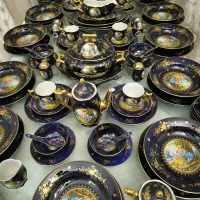 سرویس چینی طلاکوب۱۲نفره لیلی مجنون جهیزیه لمونژ