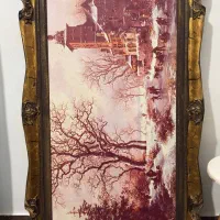 تابلو با قاب و نمای برفی