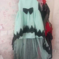 لباس مجلسی دنباله دار همراه شنل بلند دخترانه