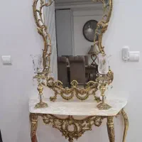آینه کنسول و شمعدان برنز