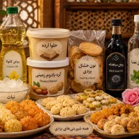 گلاب، عرق نعنا، روغن کنجد و شیرینی یزدی