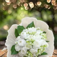 دسته گل پیونی ژیپسفولیا با تور پلیسه