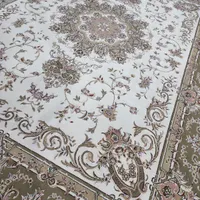 فرش ۱۲ متری کرم گل برجسته گل ابریشم