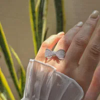 انگشتر پاپیون جواهری شیک اعیانی نقره با روکش طلا۹۲|بدلیجات|تبریز, |دیوار