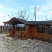 کلبه سویسی ،الاچیق،نما ترموود، پله پیچ،روف گاردن