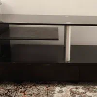 میز تلویزیون چوب و شیشه