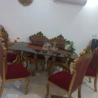 میزناهار خوری ۶ نفره ورق طلا