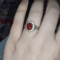 انگشتر نقره با سنگ عقیق یمنی