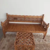 مبل ۳نفره و عسلی سنتی چوب روس سنتی|مبلمان خانگی و میز عسلی|مرودشت, پشت سایپا‎|دیوار
