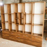 کتابخانه و کمد چوبی مدرن با کشو و طبقات|کتابخانه، شلف، قفسه‌های دیواری|تبریز, |دیوار